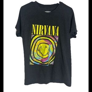 Nirvana T-Shirt Women Large Gray Graphic Print Logo (0331)